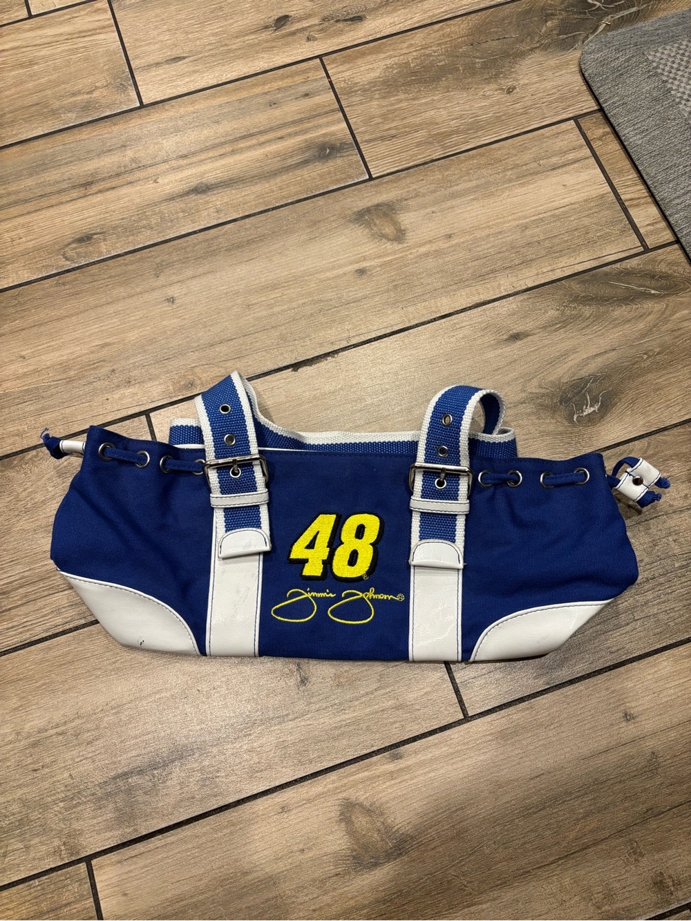 Vintage Drivers Select NASCAR #48 Jimmie Johnson Blue White Canvas Handbag Purse